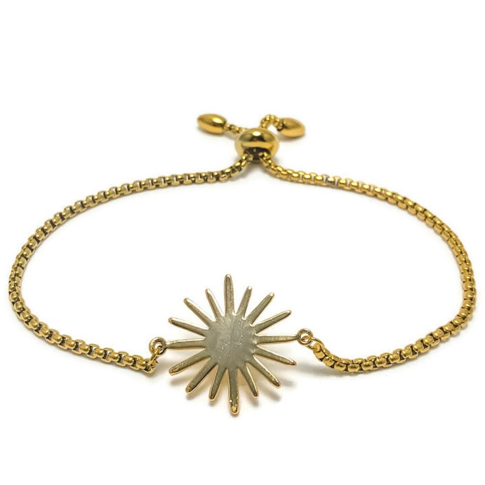 NWT RS Full Circle Adjustable Slide Bead Box Chain Gold Sunburst Bracelet 🎉🎉